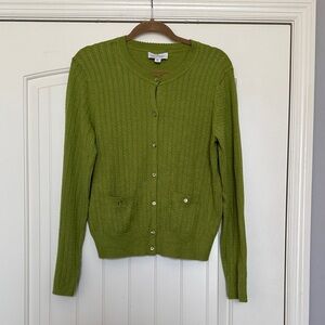 NWOT - Green Light Weight Cable Knit Button-Front Women's Cardigan - Size L